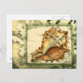 Silhouette Conch Shell Briefkaart (Voorkant / Achterkant)
