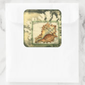 Silhouette Conch Shell Vierkante Sticker (Tas)