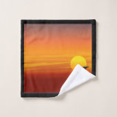 Silhouette coucher de soleil Oiseau noir - Corbeau (Gant de toilette)