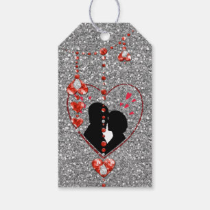 Silhouette Couple in Heart Red Heart Jewels Silver Cadeaulabel