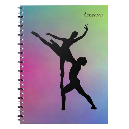 Silhouette Dance Modern Rainbow Color Background Notitieboek (Voorkant)