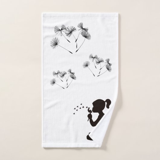 Silhouette Dandelion Bgloing White en Black Bad Handdoek (Handdoek)