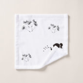 Silhouette Dandelion soufflant blanc et noir (Gant de toilette)
