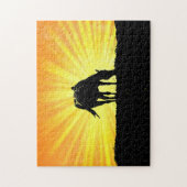 Silhouette d'art du cheval et Puzzle d'art du sole (Vertical)