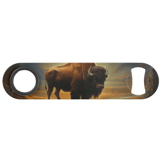 Silhouette de Bison de Buffalo au Coucher du Solei (Dos Horizontal)