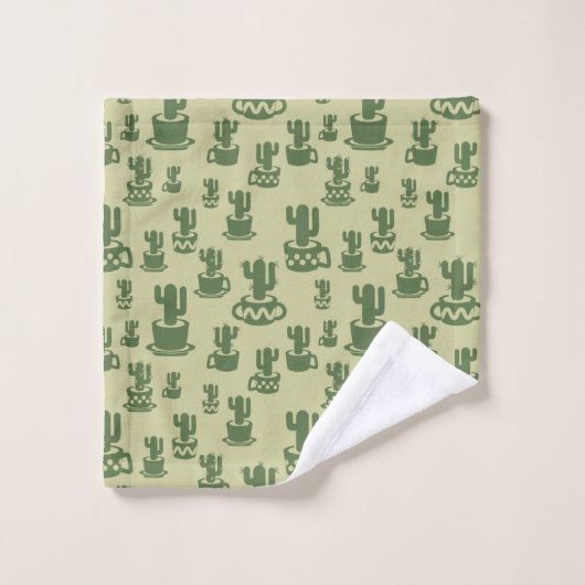 Silhouette de cactus succulent en tasses et pots  (Gant de toilette)