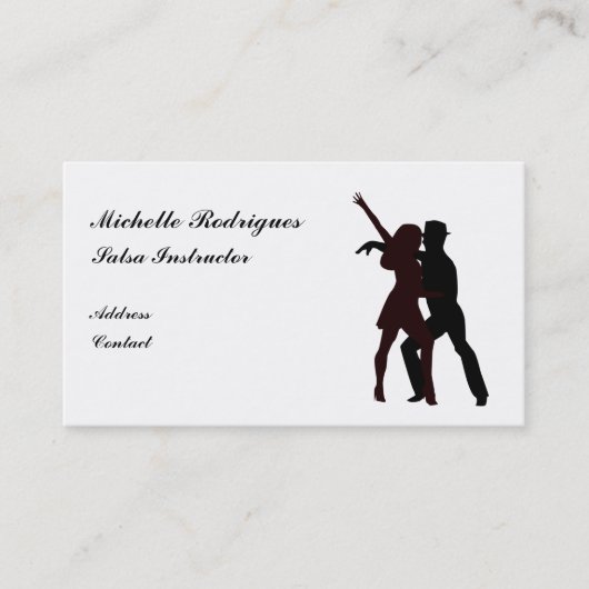 Silhouette de carte de visite de danseurs de Salsa (Devant)