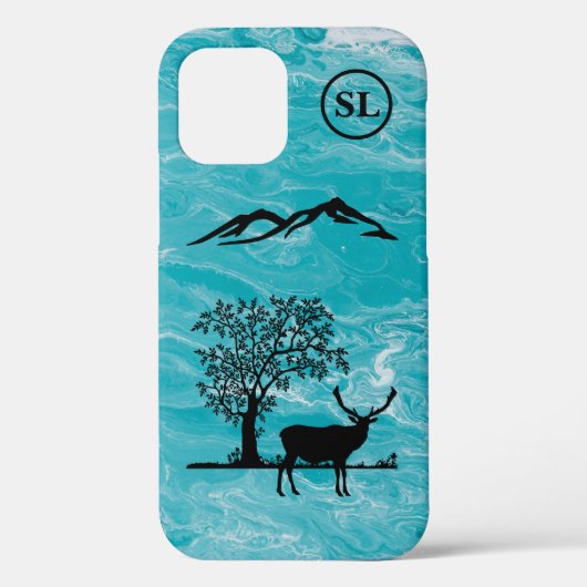 Silhouette de cerf personnalisé iPhone 12 Coque Ap (Verso)