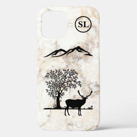 Silhouette de cerf personnalisé iPhone 12 Coque Ap (Verso)