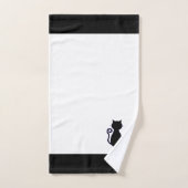 Silhouette de chat & monogramme sur serviettes de (Serviette à main)