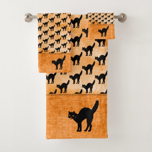 Silhouette de Chat noir d'Halloween Motif Orange B (En situation)