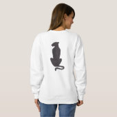 Silhouette de chat noir femme sweatshirt blanc dos (Dos entier)