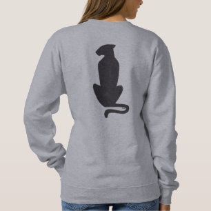 Silhouette de chat noir femme sweatshirt gris dos