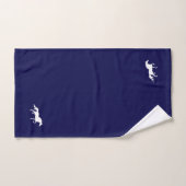 Silhouette de cheval blanc sur bleu marine et blan (Serviette à main)