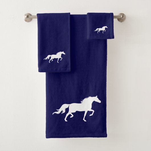 Silhouette de cheval blanc sur fond bleu marine (En situation)
