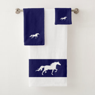 Silhouette de cheval blanc sur fond bleu marine et