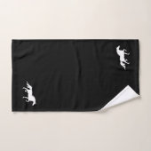 Silhouette de cheval blanc sur fond noir (Serviette à main)