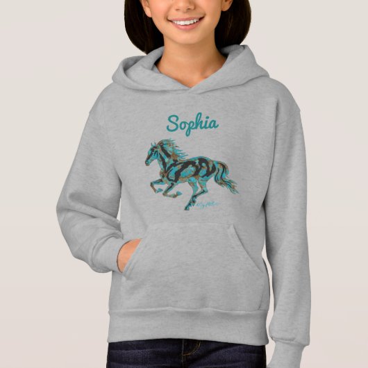 Silhouette de Cheval Turquoise Galloping (Devant)
