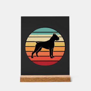 Silhouette de chien Boxer Rétro Vintage au coucher