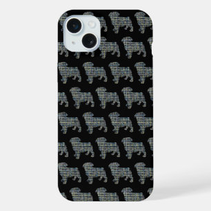 Silhouette de chien Carlin en grille noir