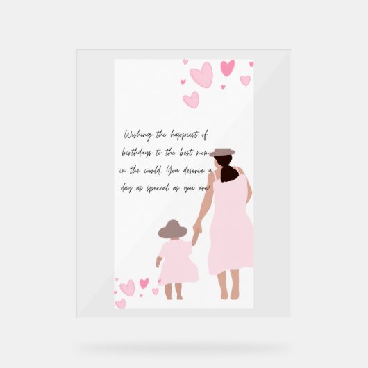 Silhouette de cœur rose de mère et fille (Recto)