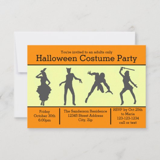 Silhouette de costume orange - Invitation de fête (Devant)