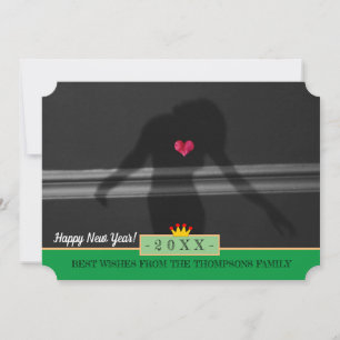 Silhouette de Femme et Bonne Année ! Carte /Coeur
