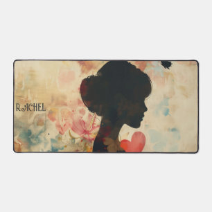 Silhouette de femme vintage avec des cœurs