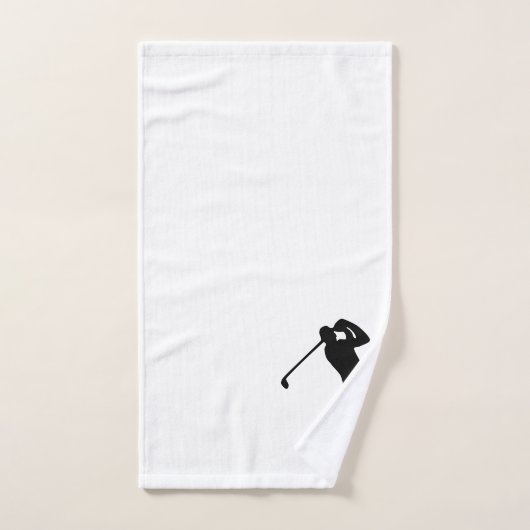 Silhouette de Golfer Noir Blanc (Serviette à main)