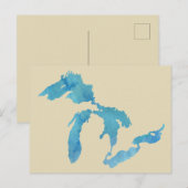 Silhouette de la carte des Grands Lacs en aquarell (Devant / Derrière)