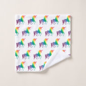 Silhouette de licorne d'arc-en-ciel d'aquarelle (Gant de toilette)