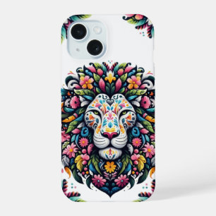 Silhouette de Lion Floral