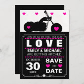 Silhouette de moto noir et blanc, Save the Date (Devant / Derrière)