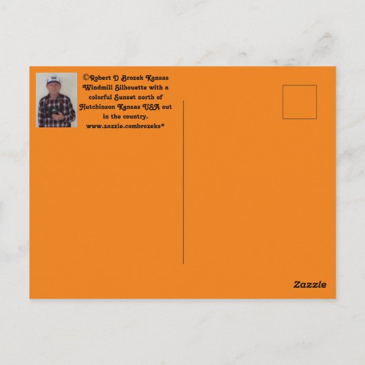 Silhouette de moulin à vent Kansas avec carte post (Dos)