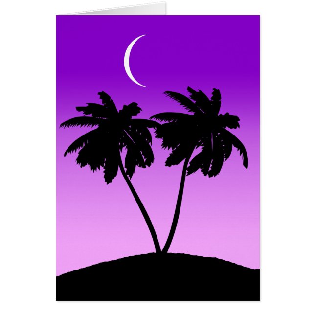 Silhouette de palmier sur Twilight violet (Devant)