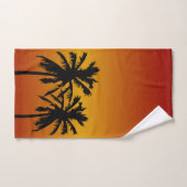Silhouette De Palmiers Au Coucher De Soleil Orange (Serviette à main)