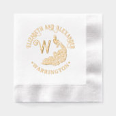 Silhouette de paon #4 Nom de couple unique initial (Recto)