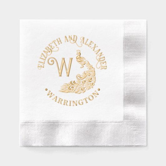 Silhouette de paon #4 Nom de couple unique initial (Recto)