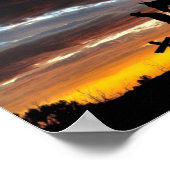 Silhouette De Prière Cowboy Avec Poster Du Coucher (Coin)