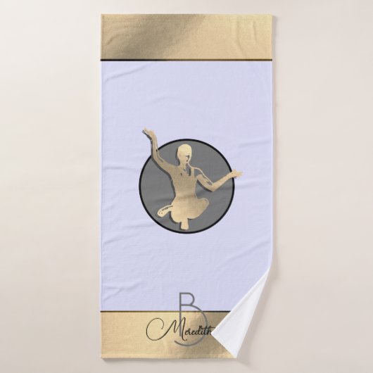 Silhouette de yogi doré (Serviette de bain)