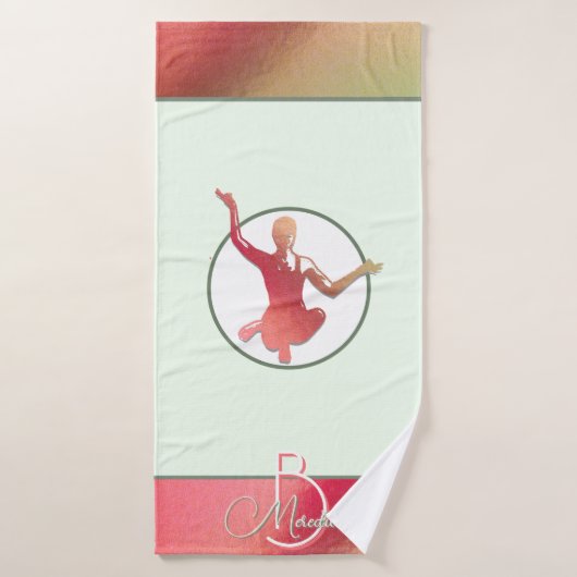 Silhouette de yogi rose vif (Serviette de bain)