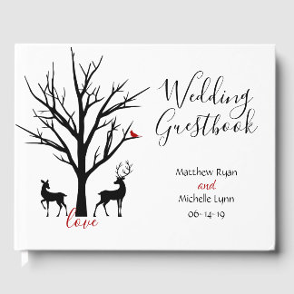 Silhouette Deer Couple Winter Love Wedding Gastenboek