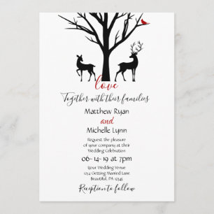 Silhouette Deer Couple Winter Love Wedding Kaart