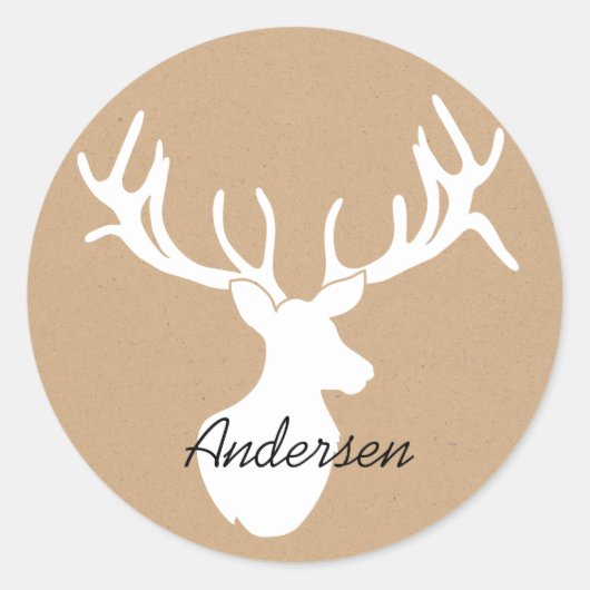 Silhouette Deer Gepersonaliseerd Sticker (Voorkant)