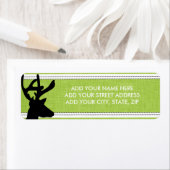 Silhouette Deer sur Green Holiday Étiquettes de ad (En situation)