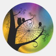 Silhouette des Chouettes dans un Stickers Arbre