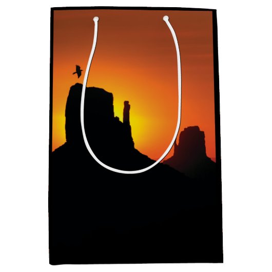 Silhouette Desert Sunset Southwestern Medium Cadeauzakje (Voorkant)