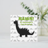 Silhouette Dinosaur Dino Birthday Uitnodiging (Staand voorkant)
