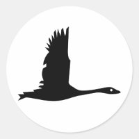 Silhouette d'oie sauvage volante - Sticker rond