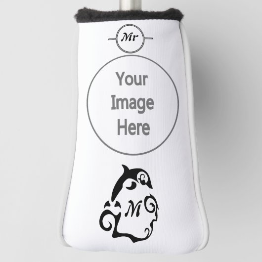 Silhouette Dolphin in a Black Zee Wave Golfheadcover (Draai 90)